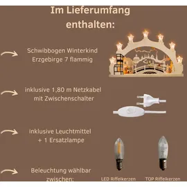 Weigla Schwibbogen/Lichterbogen"Winterkind Erzgebirge" 7 flg. Erzgebirge garantiert