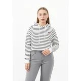 Pieces Kapuzensweatshirt "PCCHILLI LS HOODIE STRIPES EMB NOOS BC", Damen, Gr. XL, weiß (cloud dancer stripes:schwarz, heart emb), Sweatware, Obermaterial: 50% Baumwolle, 50% Polyester, bedruckt, gestreift, regular fit normal, Rundhals, Bündchen, Sweatshirts