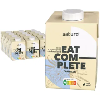 Saturo Trinknahrung Vegan Vanille | Astronautennahrung Mit Protein Trinkmahlzeit Nährstoffen 12x500 ml