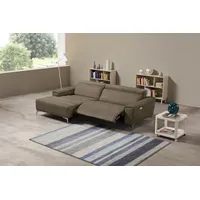 Ecksofa EGOITALIANO "Suzette, Designsofa mit hohem Sitzkomfort", grau (taupe), B:266cm H:95cm T:163cm, Leder »BULL« (echtes Rindsleder). Geschliffenes, pigmentiertes und behandeltes Rindsleder mit einer Dicke von 1, 3-1, 5 mm. Dieses Leder zeigt eine ziemlich weiche Hand mit einem halb undurchsichtigen Aussehen. Es handelt sich um ein geschütztes Leder. Eine leichte Deckschicht schützt sie vor Flecken, ohne ihre ursprünglichen Eigenschaften zu verändern. Die geschützten Leder kombinieren die Vorteile von