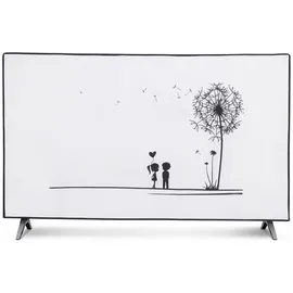 kwmobile 55" TV Abdeckung Indoor - Fernseher Hülle Bildschirmschutz Abdeckung - TV Bildschirm Staubschutzhülle - Fernsehabdeckung - Schwarz Weiß