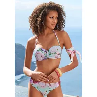 LASCANA Bügel-Bandeau-Bikini, Gr. 36, Cup D, hellmint-bedruckt, Damen Bikini-Sets