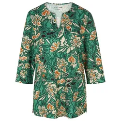 Splitneck-Shirt Erika Green Cotton grün, 42