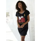Peanuts Nachthemd PEANUTS, Damen, Gr. 40/42, N-Gr, schwarz, Single Jersey, Obermaterial: 100% Baumwolle, bedruckt, feminin, bequem, Rundhals, Kurzarm, Kleider, mit Snoopy Druckmotiv