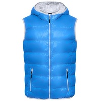 Men's Down Vest Ultraleichte sportliche Daunenweste mit Kapuze blau/grau, Gr. 3XL