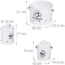 Relaxdays Zwiebeltopf 3er Set weiß