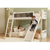 LVHOM Hochbett 90x200cm Komplettbett Kinderbetten (Massivholz Komplettset mit Treppe, Rutschen und Geländer/Zaun, 2 Betten-Kinderbett, Liegefläche: 2 mal 90x200cm, 2-stöckiges Etagenbett, 2 Bettseiten) Kinderzimmer/Jugendzimmer /Schlafzimmer/Gästezimmer