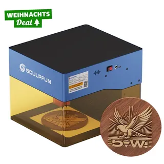 Sculpfun iCube Pro 5W mit Rauchfilter, Temperaturalarm 10000mm/min Gravur Geschwindigkeit, Tragbar,