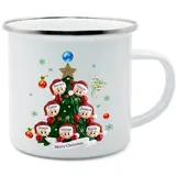 Weihnachtstassen Personalisiert Tasse mit 2-8 Namen Tasse mit Weihnachtsbaum 350ml Keramikbecher Geschenk für Weihnachten (7 namen)