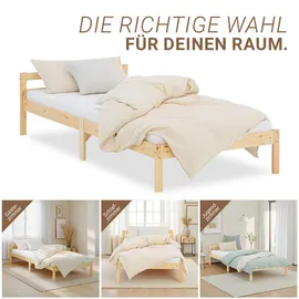 Homestyle4u Jugendbett 888 90 x 200 cm Kiefer massiv natur braun
