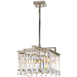 Kronleuchter Hängelampe Deckenleuchte Stahl Kristalle D 32 cm Esszimmerleuchte