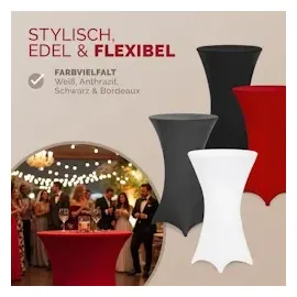 DEUBA Detex® Stehtischhusse Rot 70-75cm Verstärkter Fußbereich 30°C Waschbar Stehtisch Hussen Stretch Überzug Bezug Ø70 cm / bordeaux