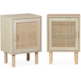 sweeek 2er Set Nachttische aus Rattangeflecht - Sweeek