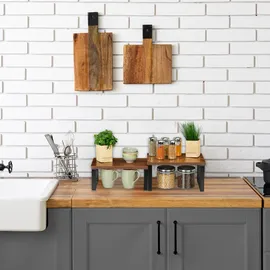 Relaxdays 2-tlg. Set, Industrial Design, braun/schwarz