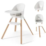Twistshake Babyhochstuhl - Weiß | Aus Buchenholz | Abnehmbares Tablett – 5-Punkt-Gurt – leicht | Babyhochstuhl mit Fußstütze | Kinderhochstuhl | Ideal für 6–36 Monate oder bis zu 15 kg