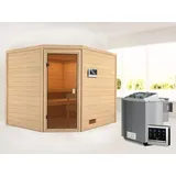 Karibu Sauna Lotta mit 9 kW Bioofen ext. Strg 38 mm