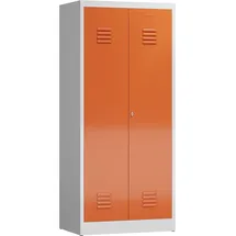 Lüllmann ClassiX Garderobenschrank 2 Abteile mittig schließend 1800 x 800 x 500 mm lichtgrau/feuerrot