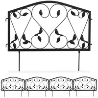 Relaxdays Beetzaun, Schwarz, Metall, 225x47x1.5 cm, Gartenzubehör, Hochbeete