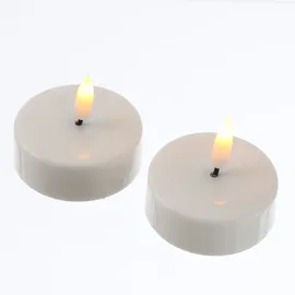 MARELIDA LED Maxi Teelichter flackernd 3D Flamme Timer D: 6cm weiß 2er Set