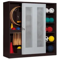 C+P Sportgeräteschrank mit Lochblech-Schiebetüren (Typ 5), HxBxT 195x190x60 cm,