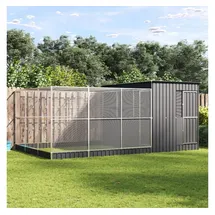 vidaXL Voliere mit Erweiterung 497 x 303 x 216 cm silber