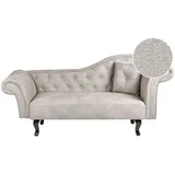 Beliani Chaiselongue, Beige, Grau, Dunkelbraun, Textil, 192x81x59 cm, Wohnzimmer, Sessel, Relaxliegen