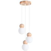 Sollux SL.1391 Hängeleuchte PEKKA 3P weiß/naturfarbenes Holz