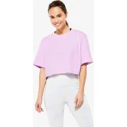 T-Shirt Crop Top Damen - blasslila XS