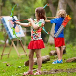 VEVOR Pfeil und Bogen Set für Kinder, LED-Beleuchtung, Outdoor-Bogenschießset, 2er-Pack, 20 Pfeile