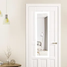 Costway Schmuckschrank mit Ganzkörperspiegel für Ringe 120 cm Weiß