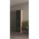 priess Kleiderschrank Schrank Garderobe Wäscheschrank Barcelona in 5 Breiten viel Stauraum, geräumige Schubkästen, mit Spiegel, MADE IN GERMANY schwarz 48 cm x 193 cm x 36 cm