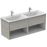 Ideal Standard Waschtischunterschrank 2 Auszüge 130 x 44 x 51,7 cm Eiche grau Dekor / Weiß matt