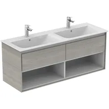 Ideal Standard Waschtischunterschrank 2 Auszüge 130 x 44 x 51,7 cm Eiche grau Dekor / Weiß matt