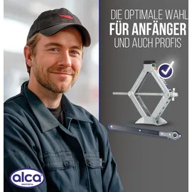 Alca alca® Wagenheber Scherenwagenheber mit Ratsche 1,5t Universal Hubhöhe 104 - 380 mm für Auto/SUV/MPV