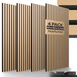 Arebos Akustikpaneele 120x60 cm | Lamellenwand in Holzoptik für Wand & Decke | modernes Wandpaneel mit hoher Schallabsorption | einfache Montage & zuschneidbar | 4er Set für stilvolle Raumakustik