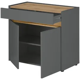 furn.design Anstellcontainer, grau matt und Wotan Eiche Büroschrank für Homeoffice und Büro 80 x 70 cm