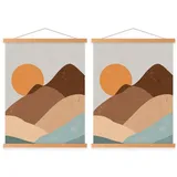 luxuskollektion Posterleiste Magnetisch Holz Bilderleiste Teakholz 45cm 2 Packungen