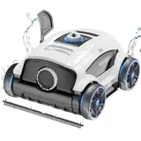 wybot WY1103 Poolroboter, Poolsauger Kabellos mit Akku, 120 Min. Laufzeit, für Aufstellpools bis 120 m2, Doppelmotoren, Große Bürste&Saugöffnungen, Verstellbare Düse(Weißschwarz A)