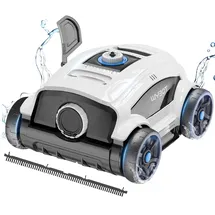 wybot WY1103 Poolroboter, Poolsauger Kabellos mit Akku, 120 Min. Laufzeit, für Aufstellpools bis 120 m2, Doppelmotoren, Große Bürste&Saugöffnungen, Verstellbare Düse(Weißschwarz A)