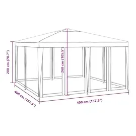 vidaXL Partyzelt mit 8 Mesh-Seitenteilen Rot 4x4 m HDPE