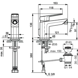 Ideal Standard Tonic II Bidetarmatur mehrfarbig A6336AA
