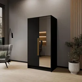 WFL GROUP Drehtürenschrank Mono Lux 102 x 200 x 51 cm Schwarz