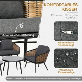Outsunny Polyrattan Gartenmöbel Set 5-teiliges mit Sofa Kissen