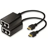 Logilink HD0021 HDMI-Extender-Set Full-HD (über LAN), 30m (1920x1080/60Hz), um HDMI Signale über Netzwerkkabel zu verlängern Schwarz