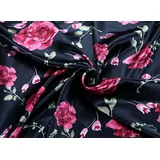 Vayliro 500cm x 150cm Satinstoff Bedruckter Seidensatin Stoff Seidenstoff Meterware Dekostoff Stoff mit Blumenmuster Bekleidungsstoffe für DIY Basteln Nähen Handwerk Heimdekoration,Schwarzrot