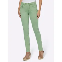 Bequeme Jeans HEINE, Damen, Gr. 38, Normalgrößen, grün (eucalyptus), 98% Baumwolle, 2% Elasthan, unifarben, lang, Jeans