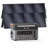 OSCAL 3600W (7200W Peak) Tragbare Powerstation PowerMax 3600PE mit 2×400-W-Solarpanel, 2016Wh Solargenerator mit LiFePO4 Akku, 0–80% in 45 Min. Laden, APP, 14 Anschlüsse, USV