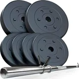 ScSPORTS® Langhantel Set - 17.5-30 kg, 30 mm, Verstellbar, Verchromt, 120/140/160 cm, mit Federverschluss - Langhantelstange, Hantelscheiben (20 KG (2 x 5 kg + 4 x 2.5 kg))