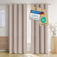 Blumtal Verdunklungsvorhänge 2er Set - Thermovorhang Hitzeschutz - Vorhang Blickdicht mit Ösen - Gardinenschals mit Schlaufen - Curtain - Gardinen 160x132cm - Gardienenschalset 2er - Vorhang Taupe