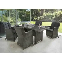 Destiny »LUNA«, 4 Sessel), + Tisch, 200x100x75cm) Polyrattan, grau